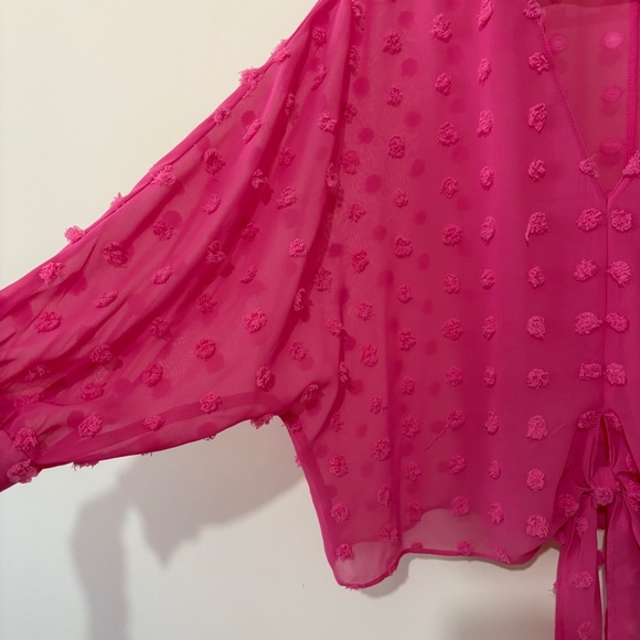 Zara Tie Front Pink Blouse (3 for $75) - Picture 3 of 3